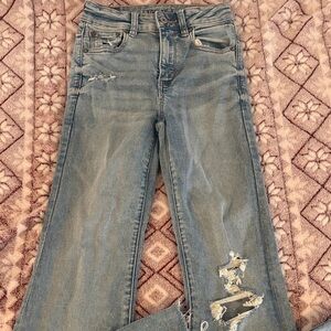 American Eagle By Payless Light Blue Distressed Flare Jeans
